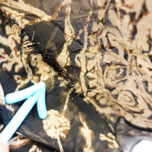 Womens Top Large Flared Ruffle‎ Tan Black Paisley Blouse Boho Hippie - Picture 8 of 12